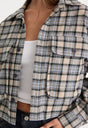 THE PATCH POCKET SHIRT | TAN PLAID-3 | GOOD AMERICAN | MODEL