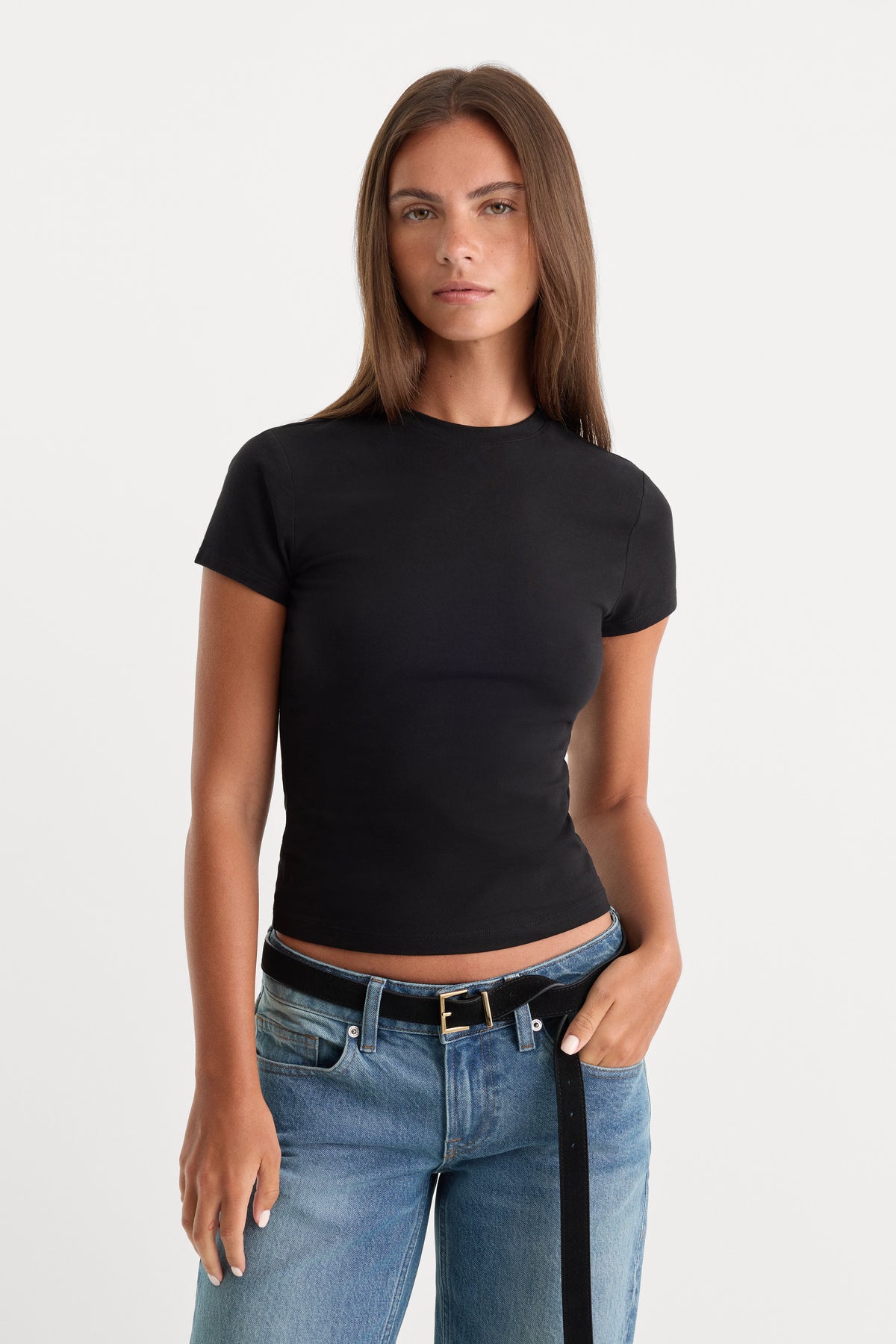 THE BABY TEE | BLACK-1 | GOOD AMERICAN | MODEL_A