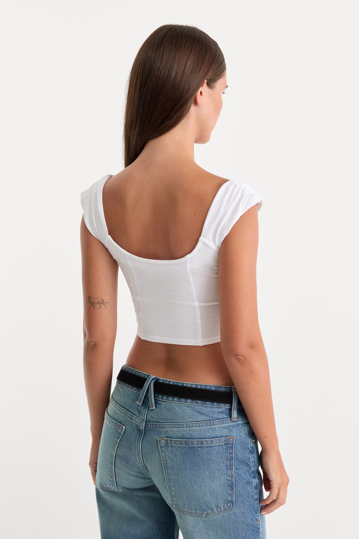 DOLLY SUPER STRETCH CORSET TOP | WHITE001-4 | GOOD AMERICAN | MODEL