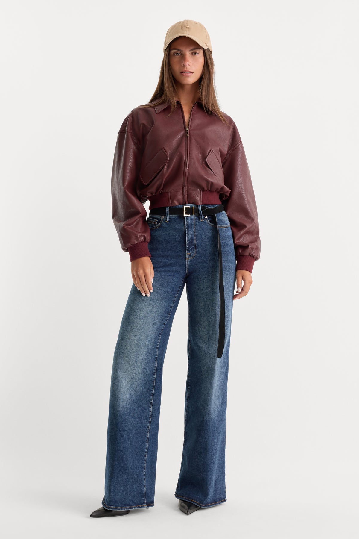 GOOD WAIST PALAZZO JEANS | INDIGO446-1 | GOOD AMERICAN | MODEL_A