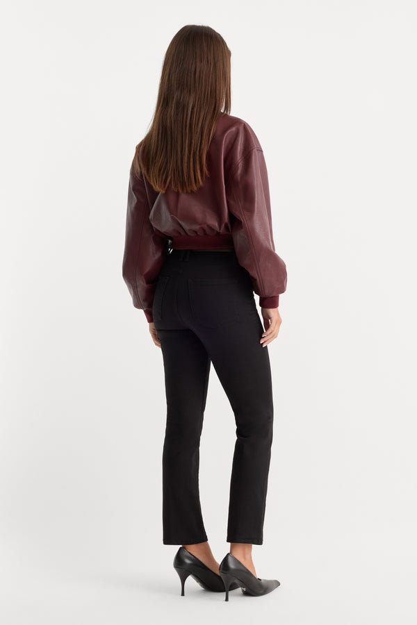 NEVER FADE BUTTON FRONT GOOD LEGS STRAIGHT JEANS | BLACK001