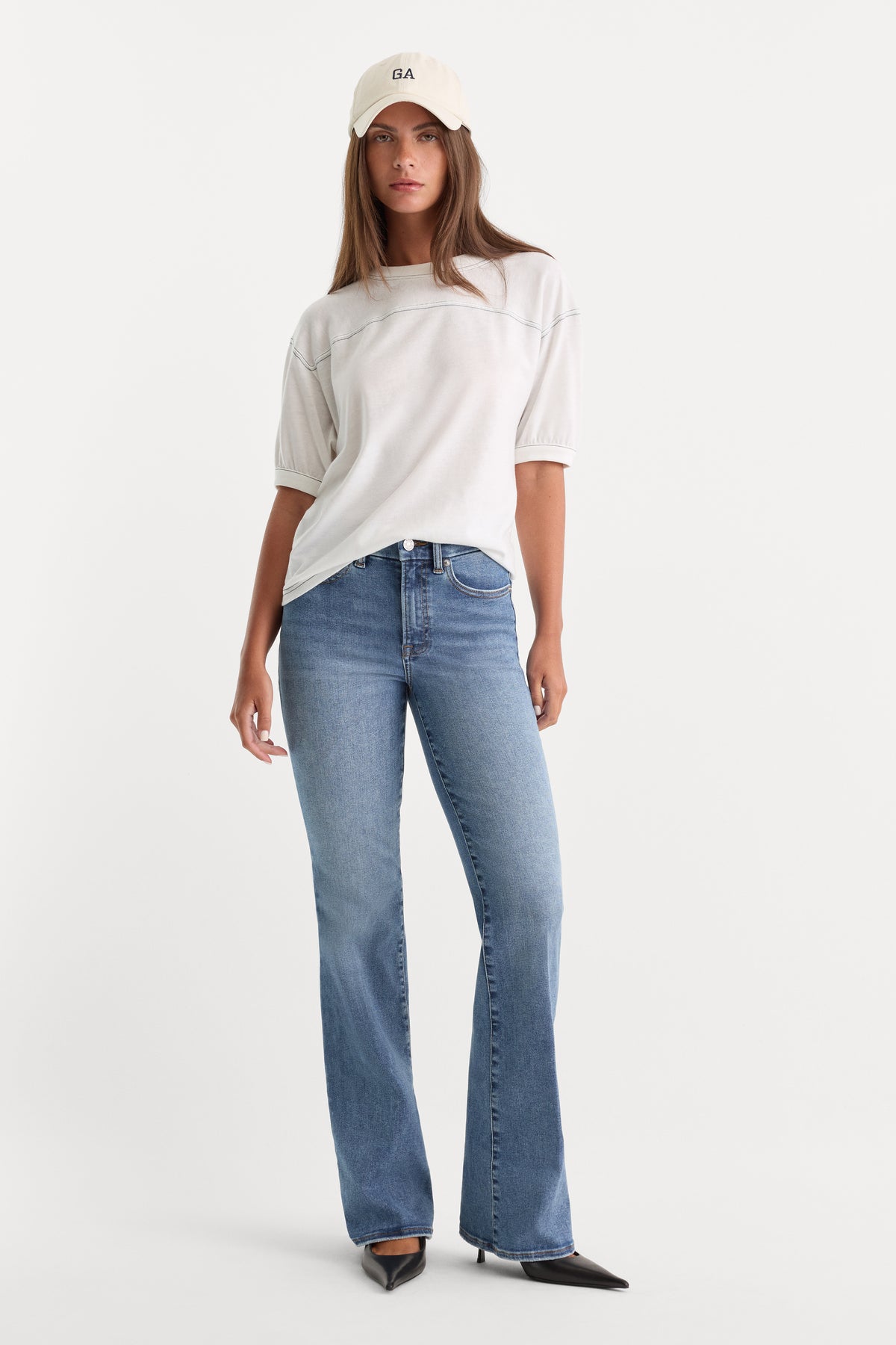 ALWAYS FITS GOOD CLASSIC BOOTCUT JEANS | INDIGO316-3 | GOOD AMERICAN | MODEL_A