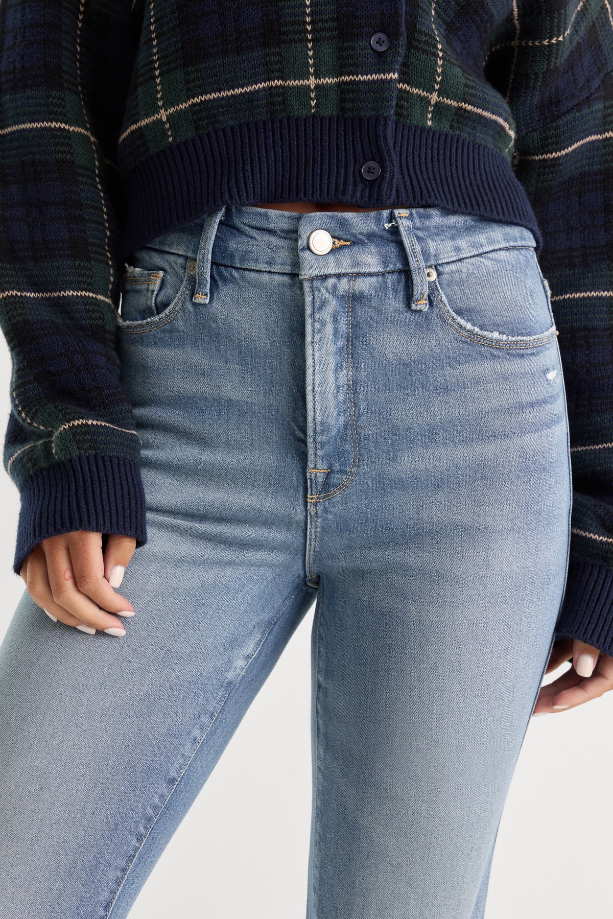 SOFT TECH GOOD CURVE STRAIGHT JEANS | INDIGO1072-4 | GOOD AMERICAN | MODEL_A