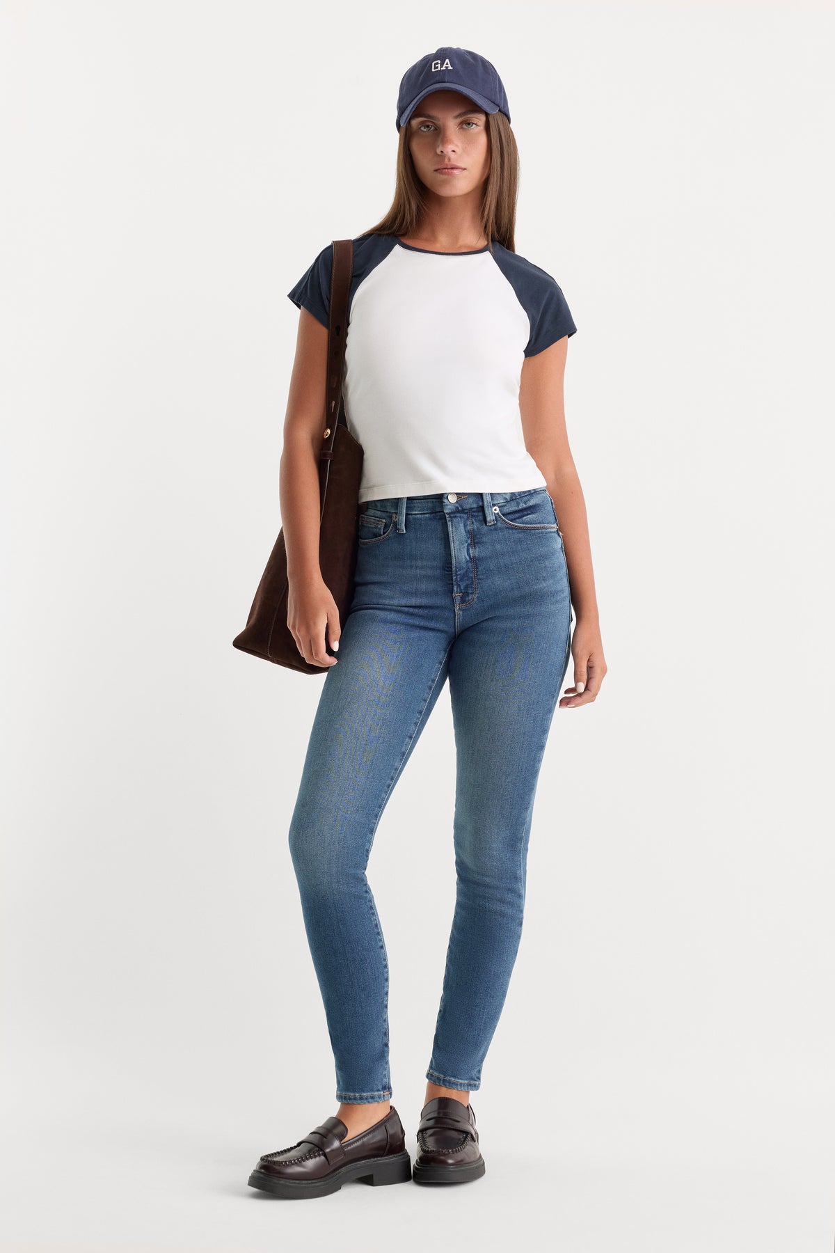 GOOD WAIST SKINNY COMPRESSION JEANS | INDIGO312-1 | GOOD AMERICAN | MODEL