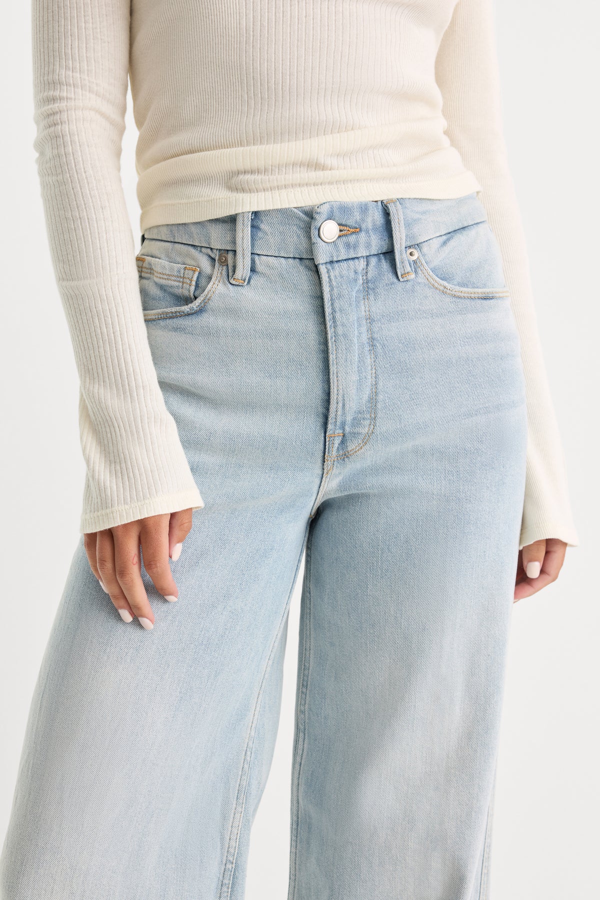 GOOD SKATE WIDE LEG JEANS | INDIGO634-4 | GOOD AMERICAN | MODEL_A