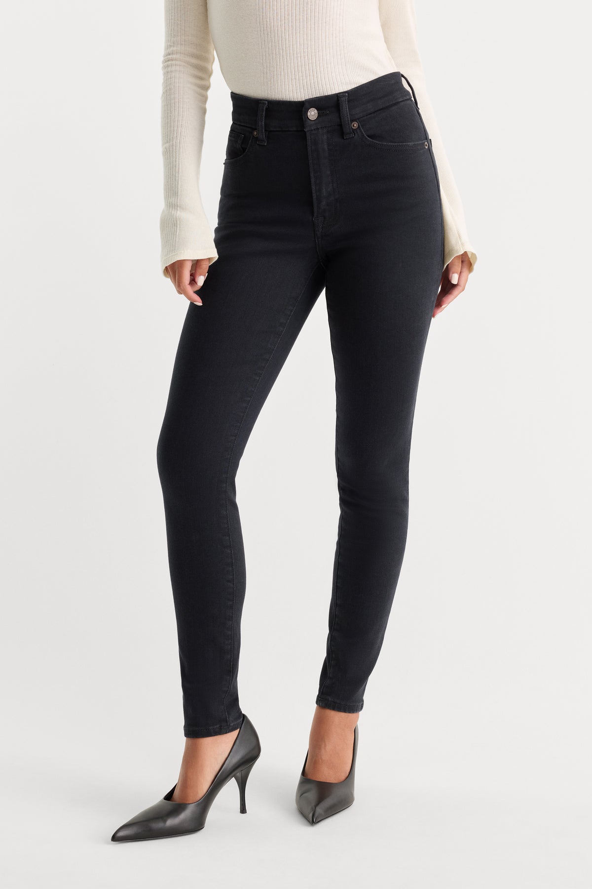 ALWAYS FITS GOOD LEGS SKINNY JEANS | BLACK165-3 | GOOD AMERICAN | MODEL_A