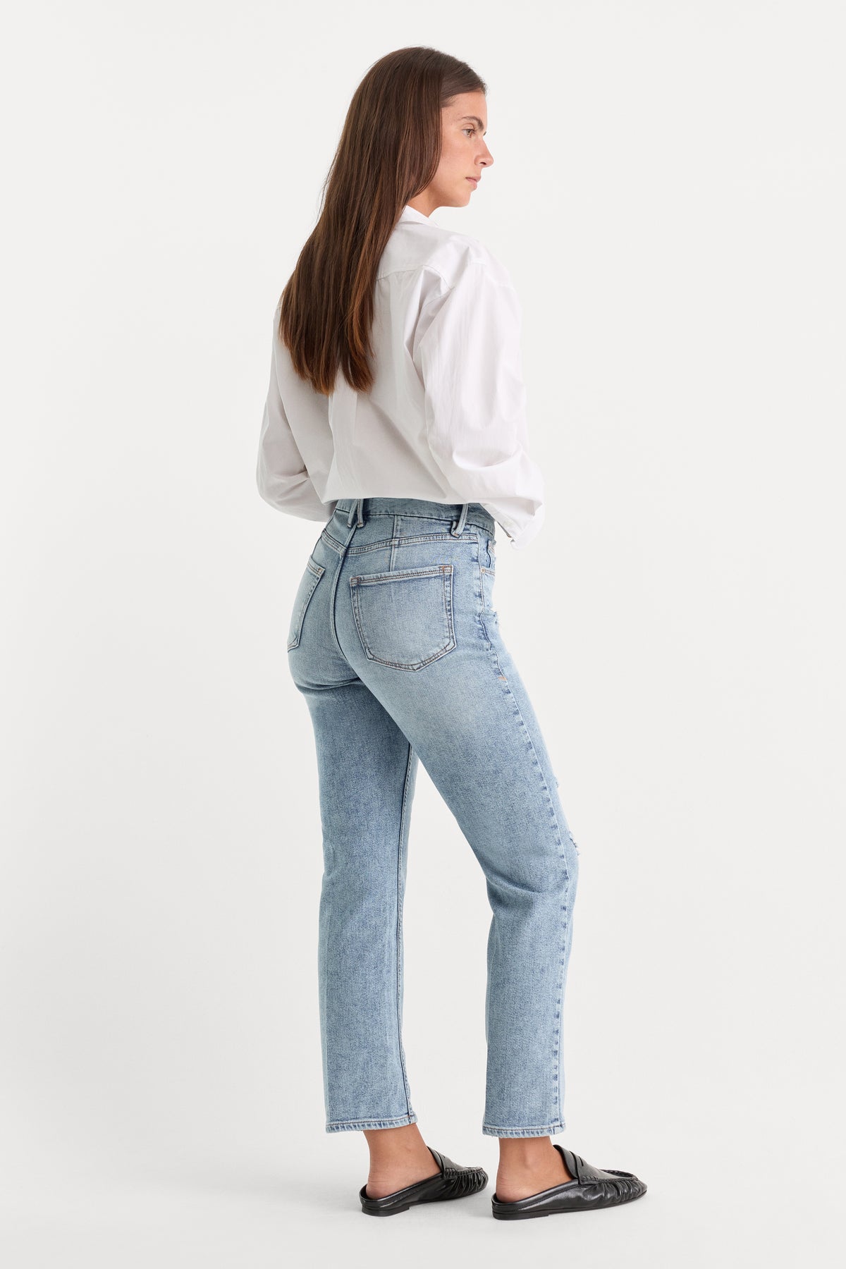 GOOD ICON STRAIGHT ANKLE JEANS | INDIGO1078-4 | GOOD AMERICAN | MODEL_A