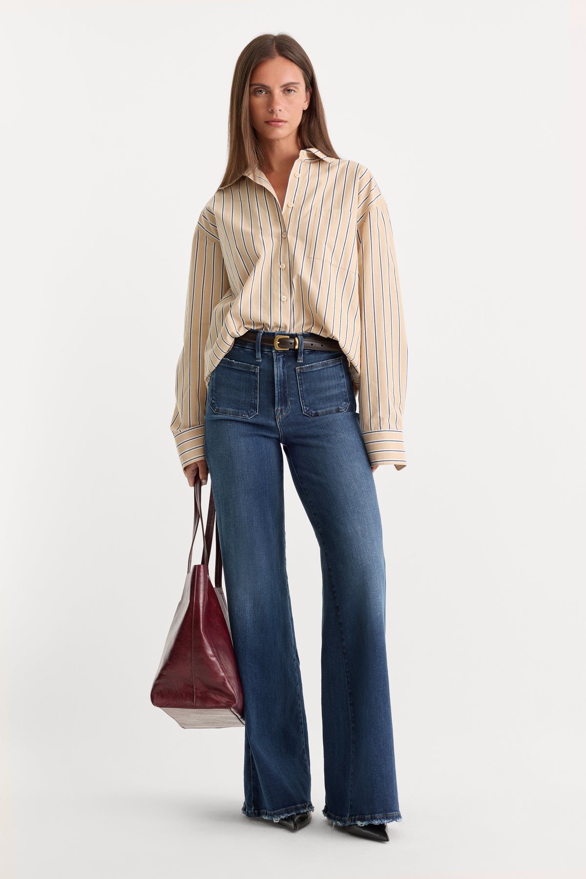 SOFT TECH PATCH POCKET GOOD WAIST PALAZZO JEANS | INDIGO511-1 | GOOD AMERICAN | MODEL_A