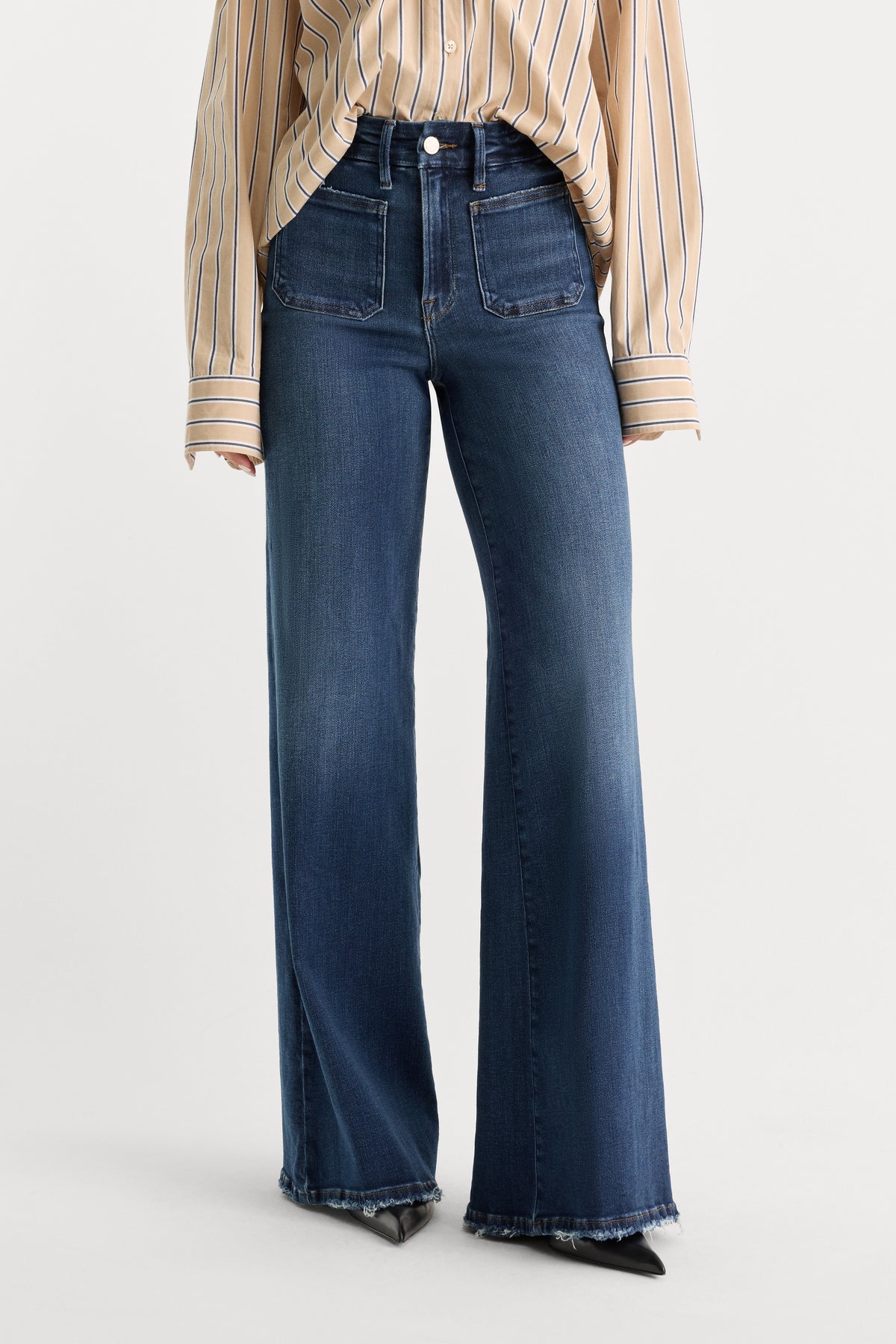 SOFT TECH PATCH POCKET GOOD WAIST PALAZZO JEANS | INDIGO511-2 | GOOD AMERICAN | MODEL_A