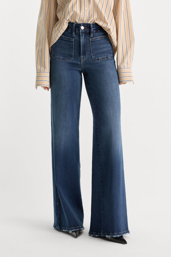 SOFT TECH PATCH POCKET GOOD PETITE PALAZZO JEANS | INDIGO511