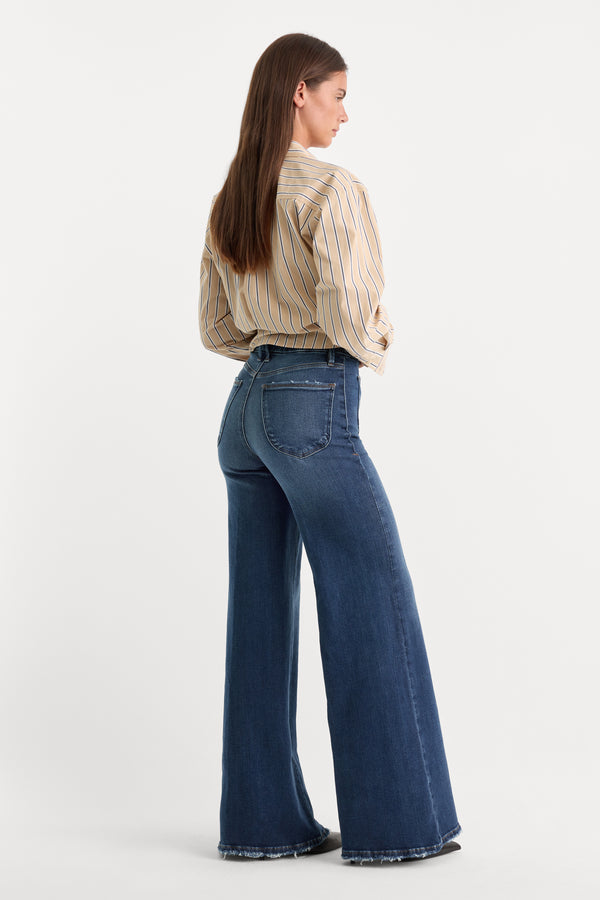 SOFT TECH PATCH POCKET GOOD PETITE PALAZZO JEANS | INDIGO511