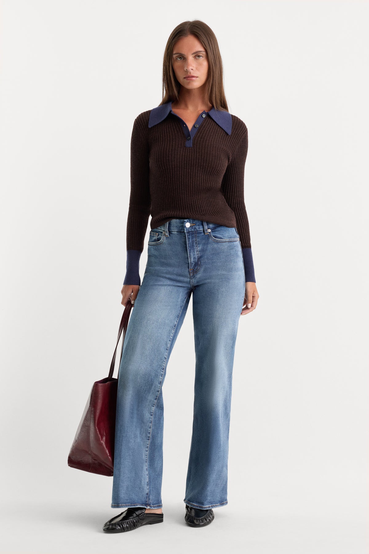 ALWAYS FITS PETITE SLIM PALAZZO JEANS | TAWNY-4 | GOOD AMERICAN | MODEL_A