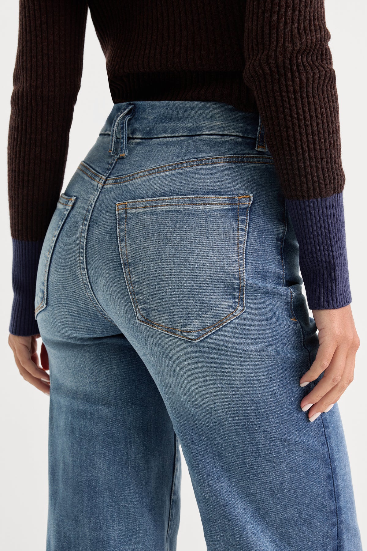 ALWAYS FITS PETITE SLIM PALAZZO JEANS | TAWNY-5 | GOOD AMERICAN | MODEL_A
