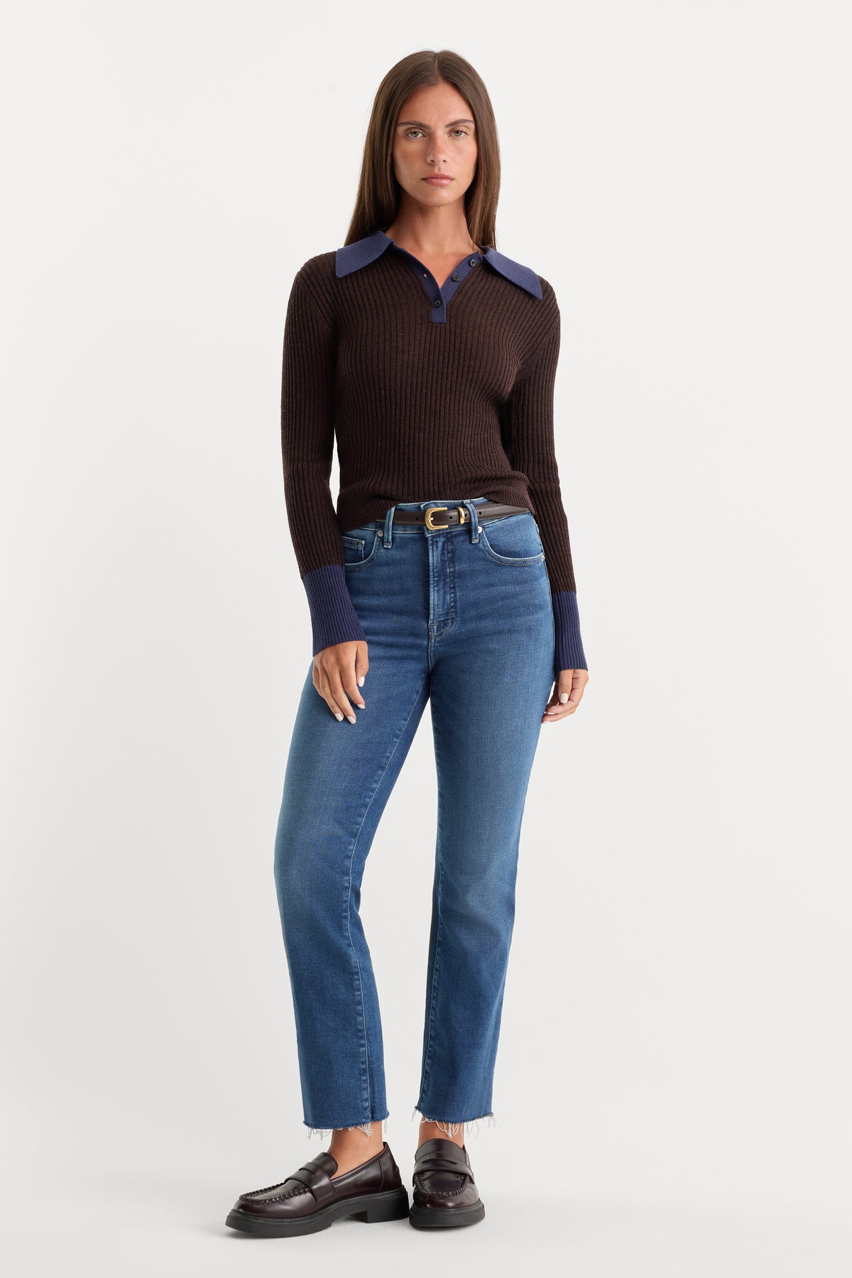 SOFT TECH GOOD LEGS STRAIGHT JEANS | INDIGO818-1 | GOOD AMERICAN | MODEL