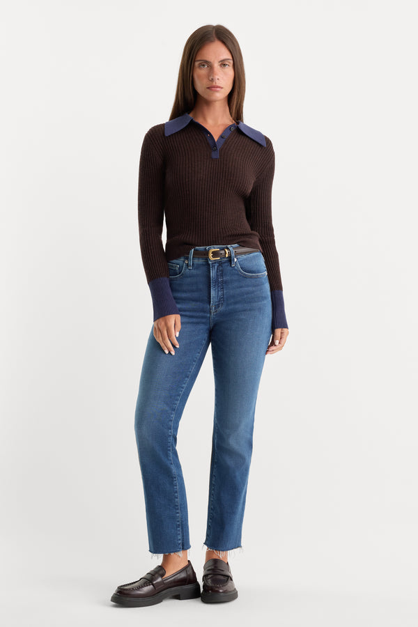 SOFT TECH GOOD LEGS STRAIGHT JEANS | INDIGO818-1 | GOOD AMERICAN | MODEL