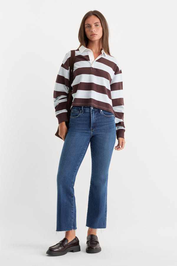 SOFT TECH GOOD LEGS CROPPED MINI BOOT JEANS|INDIGO818