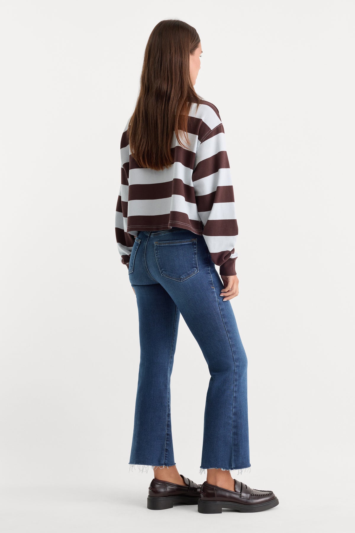 SOFT TECH GOOD LEGS CROPPED MINI BOOT JEANS|INDIGO818-6 | GOOD AMERICAN | MODEL_A