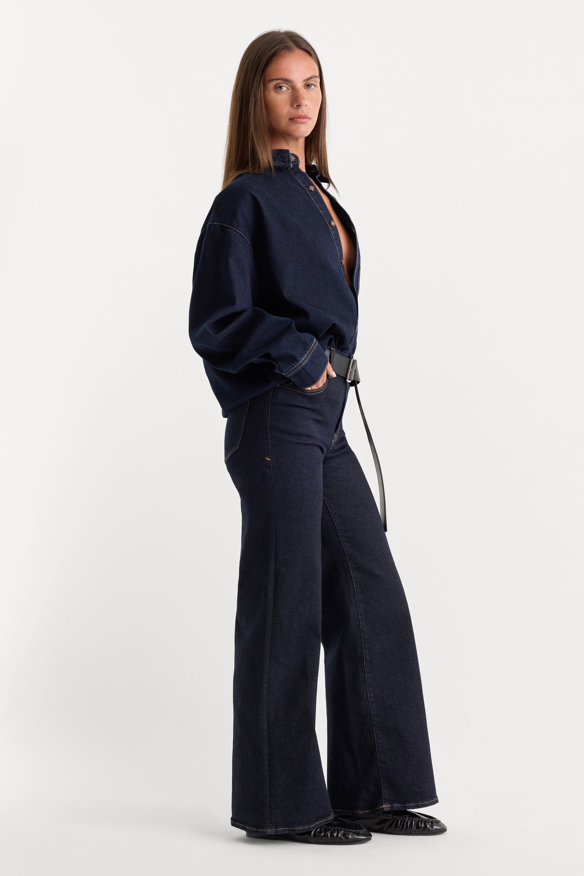 ALWAYS FITS SLIM PALAZZO JEANS | DENETHIC BLUE-2 | GOOD AMERICAN | MODEL_A