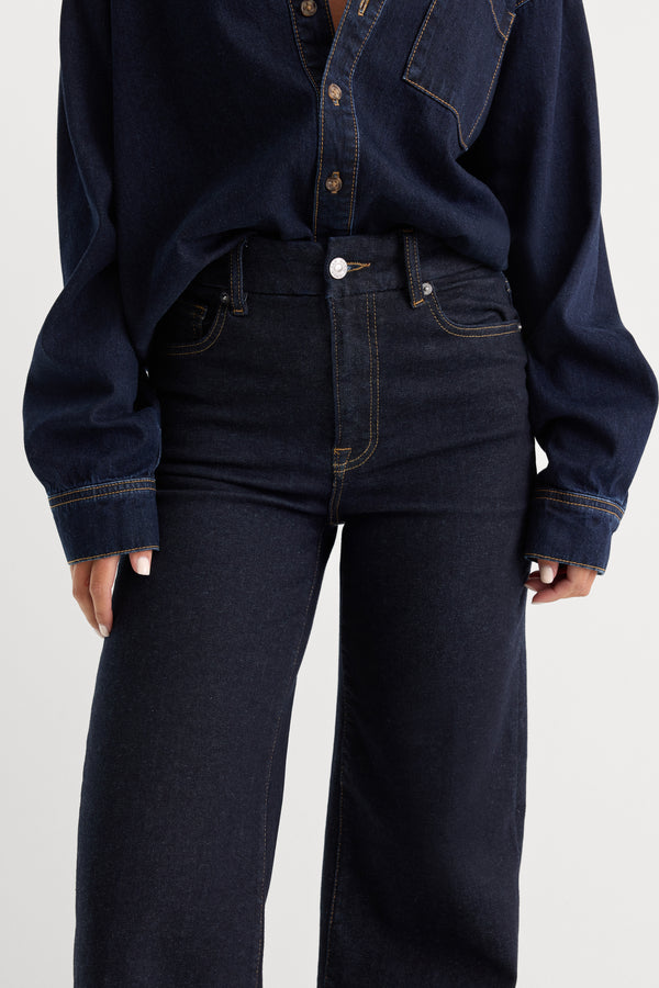 ALWAYS FITS SLIM PALAZZO JEANS | DENETHIC BLUE-5 | GOOD AMERICAN | MODEL_A