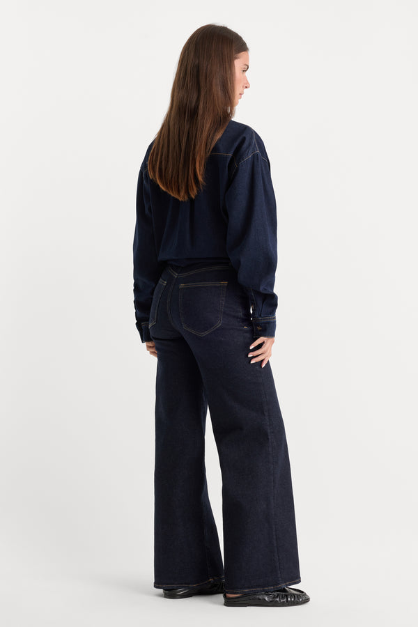 ALWAYS FITS SLIM PALAZZO JEANS | DENETHIC BLUE-4 | GOOD AMERICAN | MODEL_A
