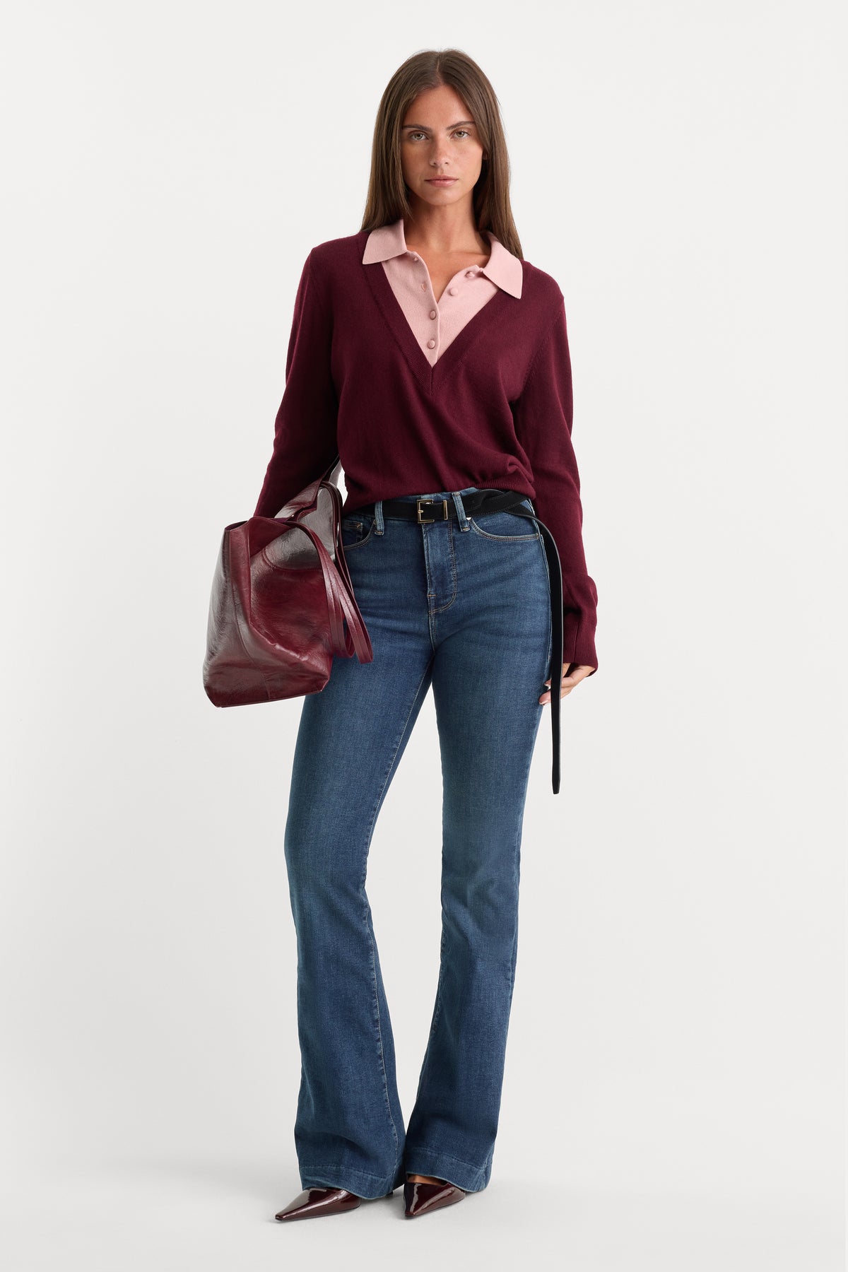 GOOD PETITE FLARE JEANS | BLUE004-3 | GOOD AMERICAN | MODEL_A