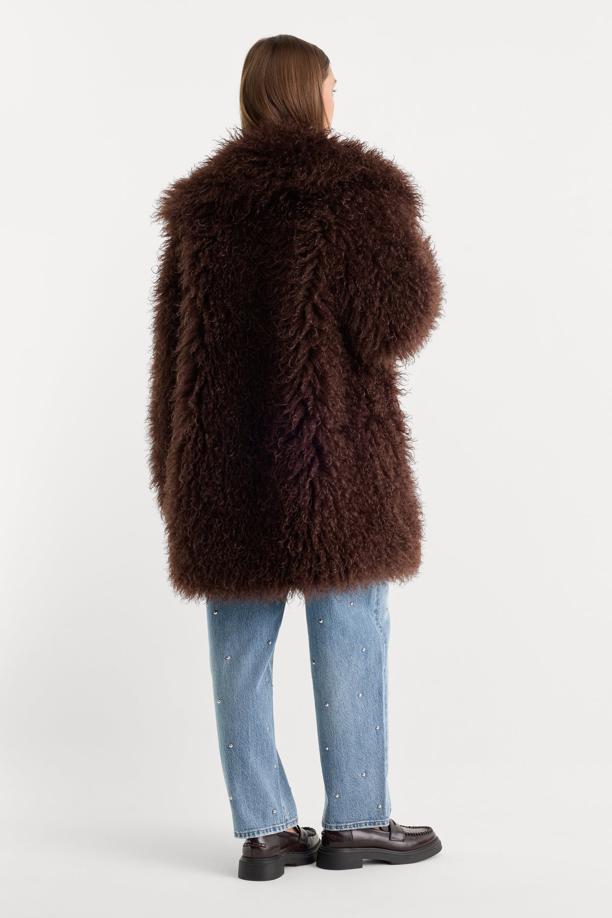 THE FAUX FUR LONG COAT | DEEP CHOCOLATE-4 | GOOD AMERICAN | MODEL_A