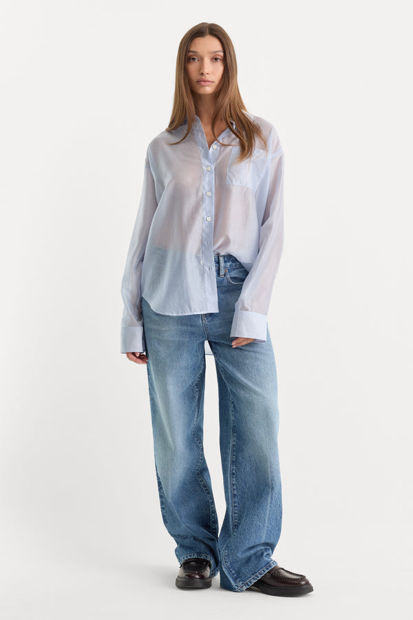THE SHEER OVERSIZED SHIRT | COAST BLUE-5 | GOOD AMERICAN | MODEL_A