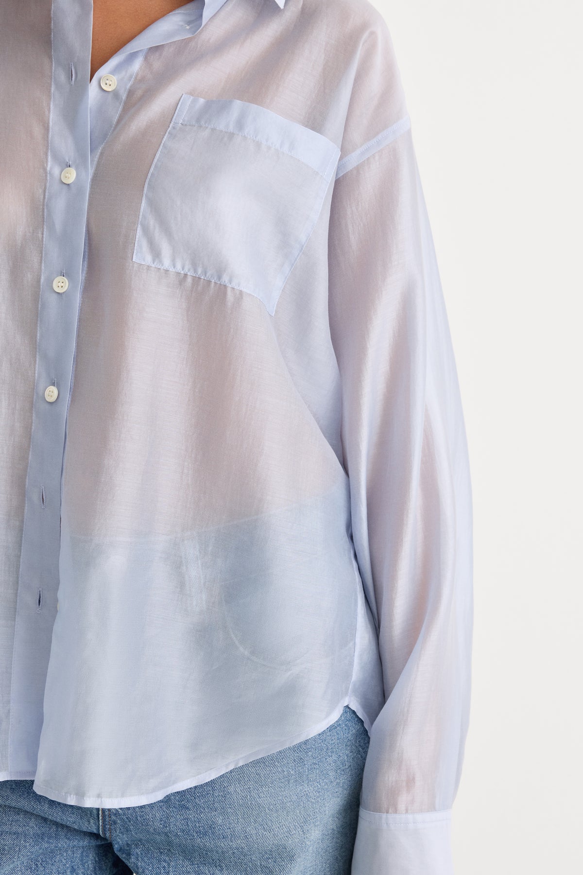 THE SHEER OVERSIZED SHIRT | COAST BLUE-2 | GOOD AMERICAN | MODEL_A