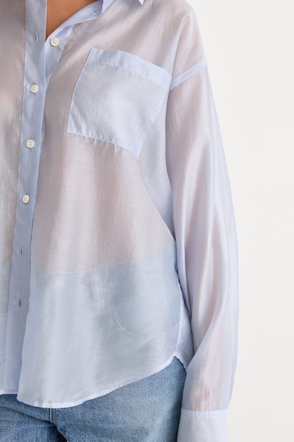 THE SHEER OVERSIZED SHIRT | COAST BLUE-2 | GOOD AMERICAN | MODEL_A