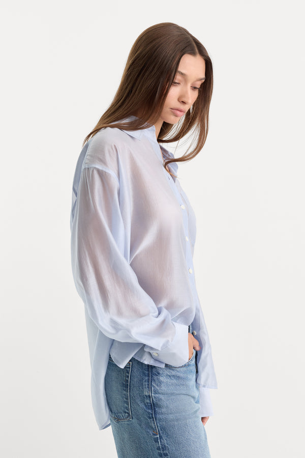 THE SHEER OVERSIZED SHIRT | COAST BLUE-3 | GOOD AMERICAN | MODEL_A