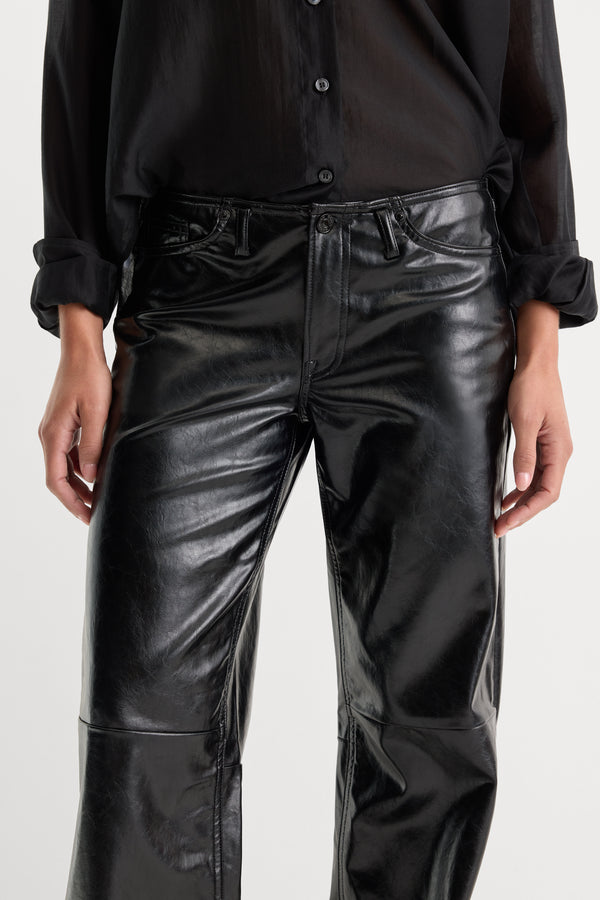 BETTER THAN LEATHER GHOST WAIST LOW LOOSE PANT | BLACK-3 | GOOD AMERICAN | MODEL_A