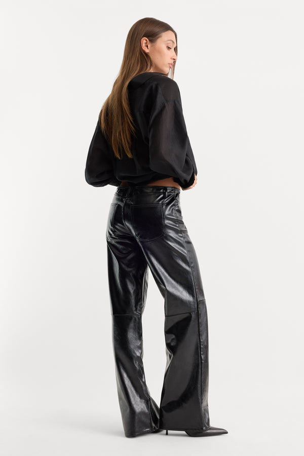 BETTER THAN LEATHER GHOST WAIST LOW LOOSE PANT | BLACK-2 | GOOD AMERICAN | MODEL_A