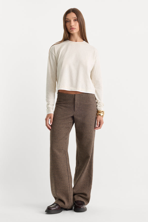 THE LONG SLEEVE LAYERED TEE | OATMEAL HEATHER-5 | GOOD AMERICAN | MODEL_A