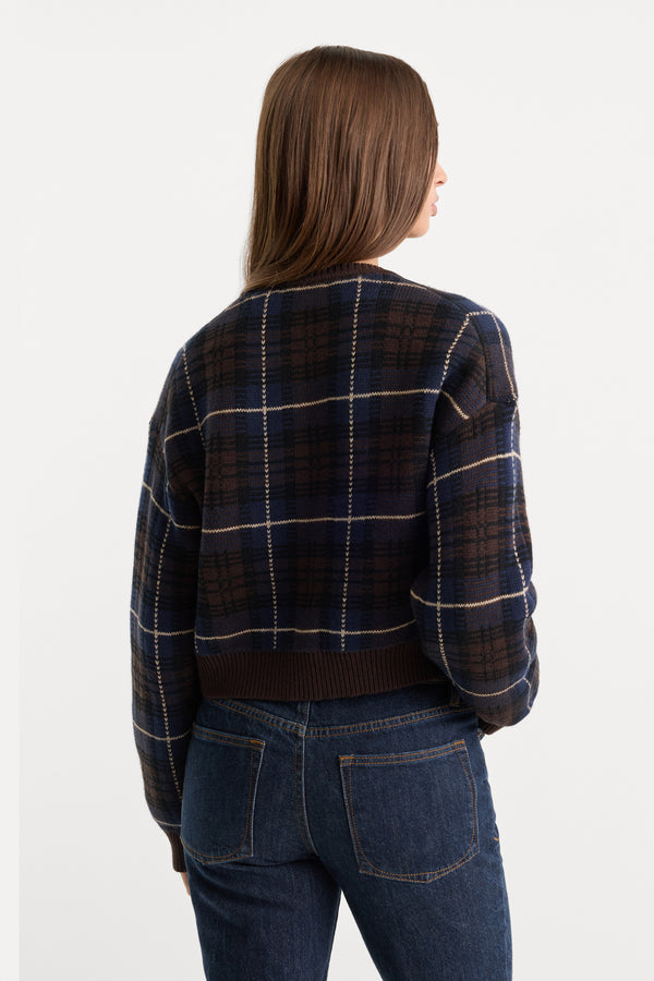 THE JACQUARD CARDIGAN | CHOCOLATE PLAID