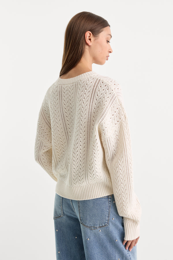 THE OPENWORK CREW SWEATER | PEARL-2 | GOOD AMERICAN | MODEL_A
