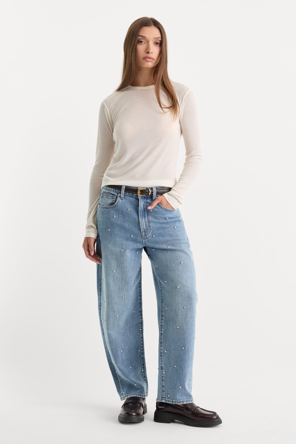 THE SHEER RIB LONG SLEEVE | PEARL