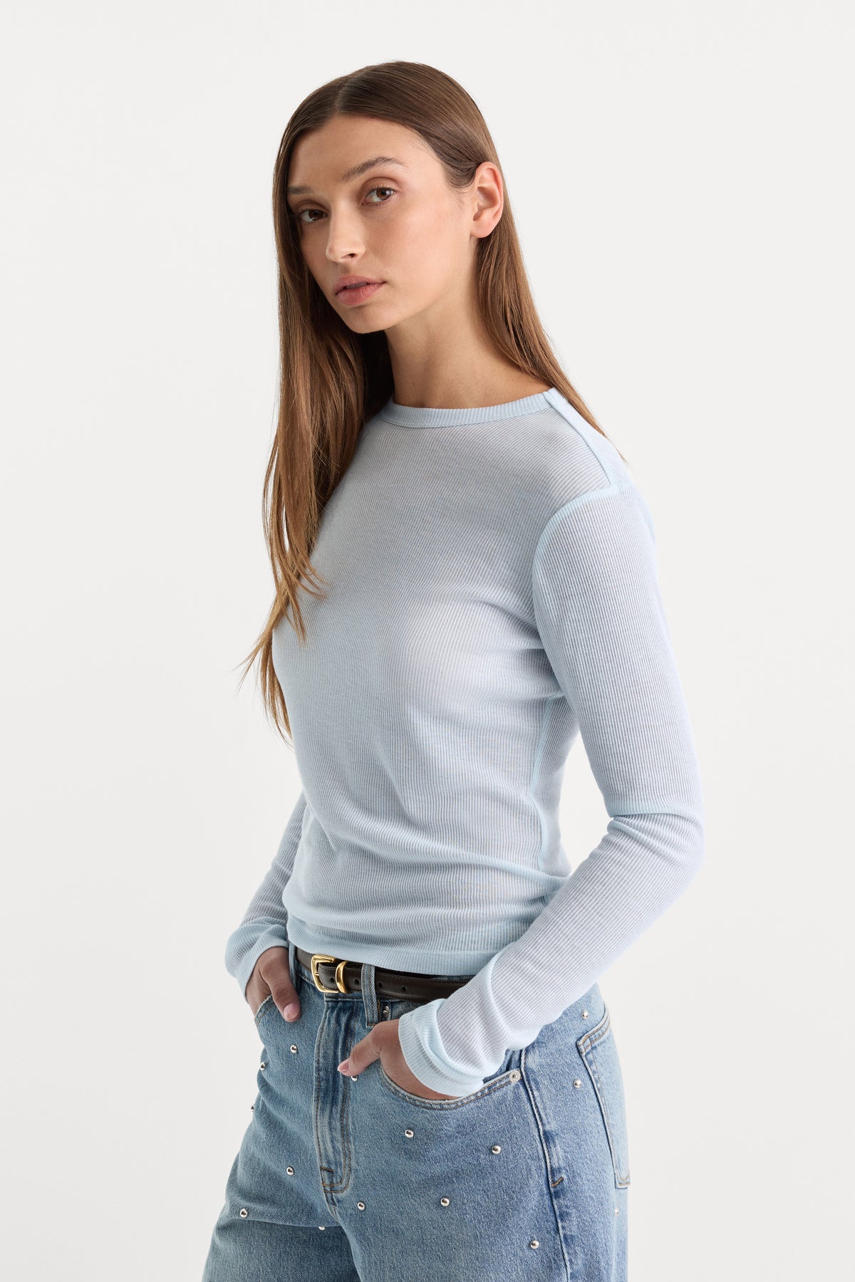 THE SHEER RIB LONG SLEEVE | COAST BLUE