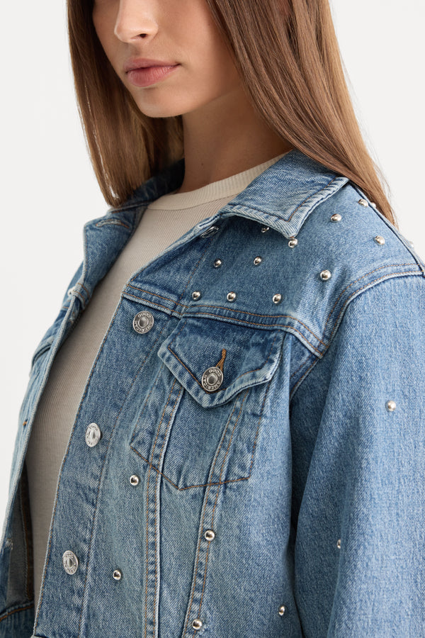 THE STUDDED DENIM JACKET | ZANA-2 | GOOD AMERICAN | MODEL_A