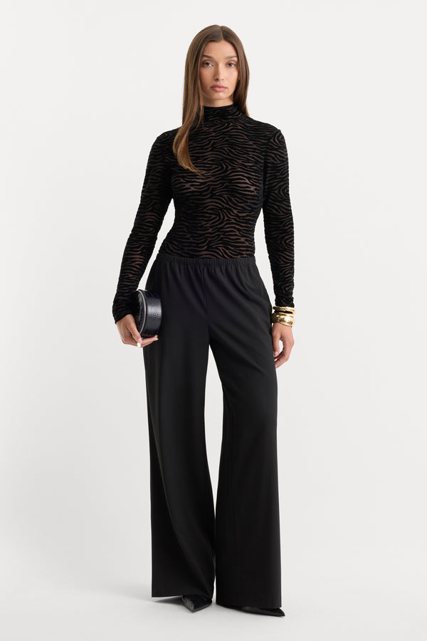 THE MESH TURTLENECK BODYSUIT | BLACK ZEBRA-1 | GOOD AMERICAN | MODEL_A
