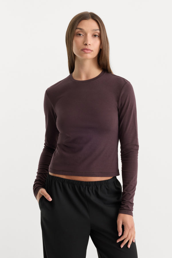 THE LONG SLEEVE BABY TEE | DEEP CHOCOLATE