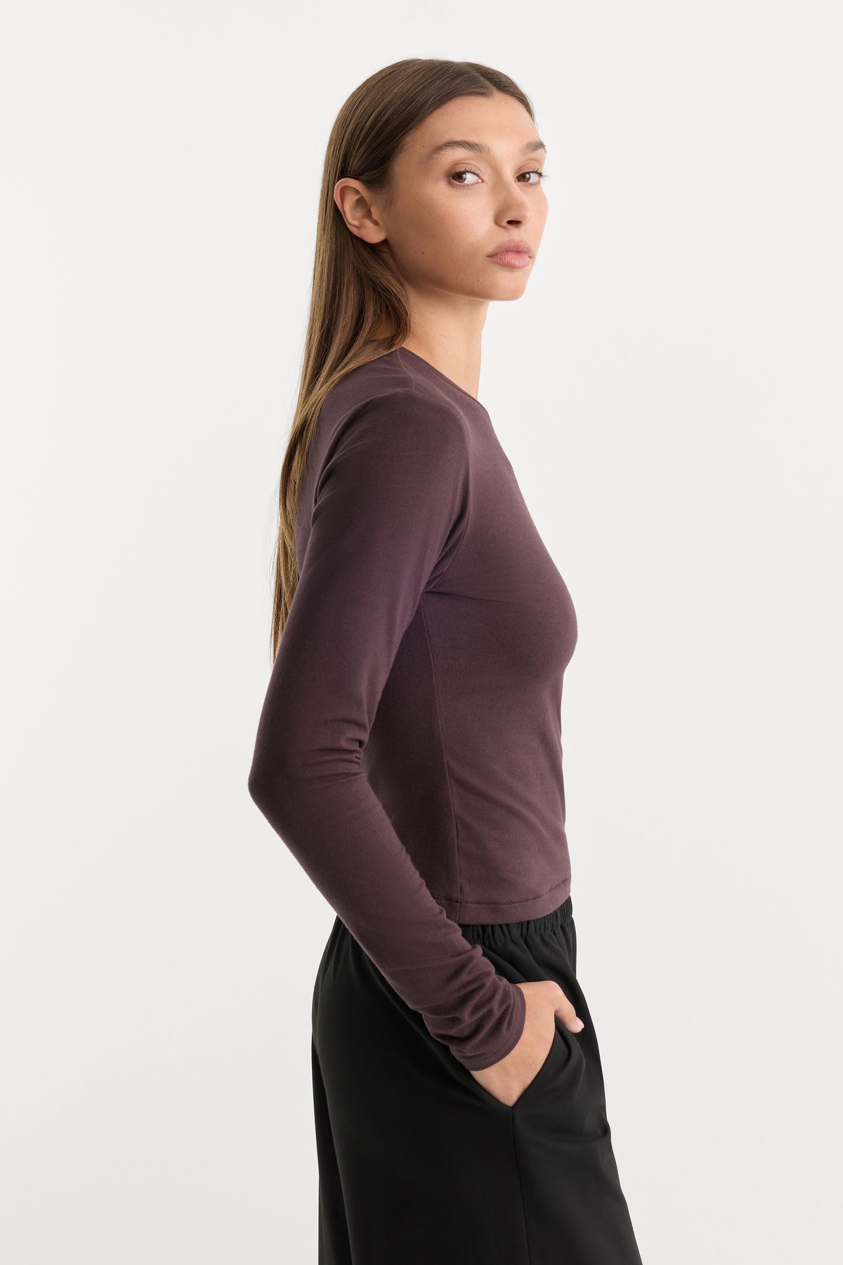THE LONG SLEEVE BABY TEE | DEEP CHOCOLATE