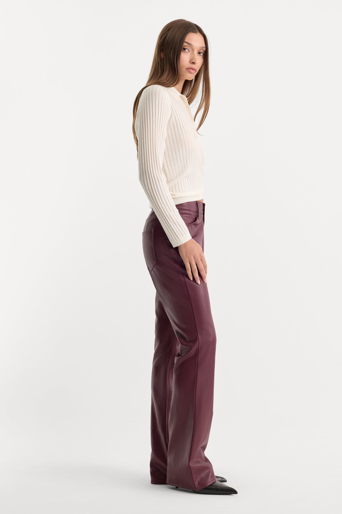 BETTER THAN LEATHER GOOD CLASSIC BOOTCUT PANT | WINETASTING-2 | GOOD AMERICAN | MODEL_A