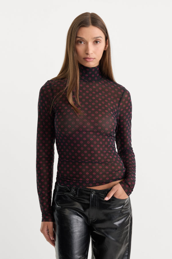 THE MESH TURTLENECK TOP | BLACK ASPEN FAIRISLE
