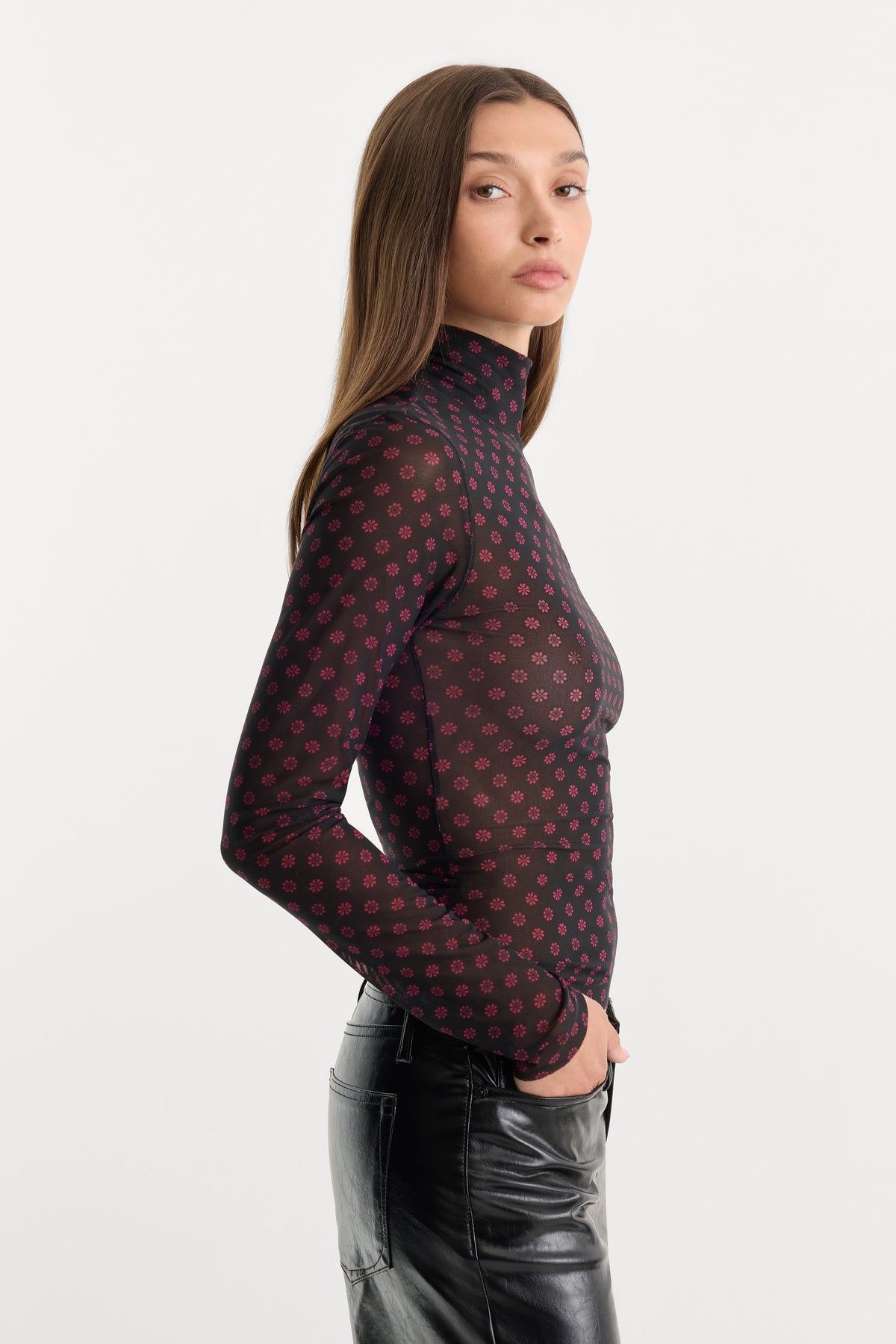 THE MESH TURTLENECK TOP | BLACK ASPEN FAIRISLE