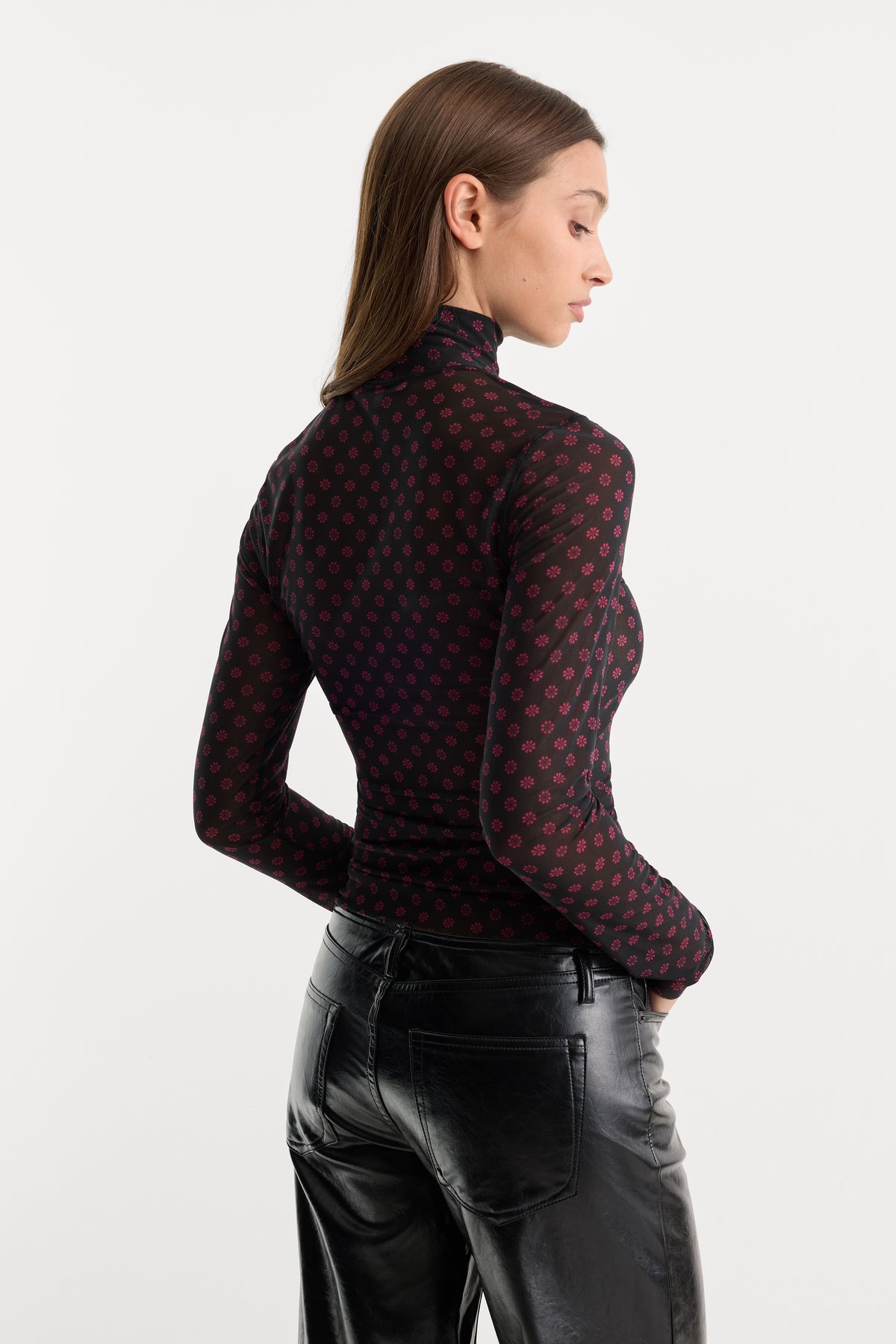 THE MESH TURTLENECK TOP | BLACK ASPEN FAIRISLE