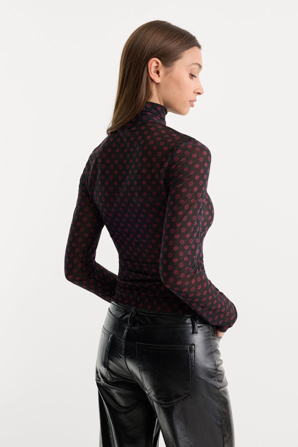 THE MESH TURTLENECK TOP | BLACK ASPEN FAIRISLE