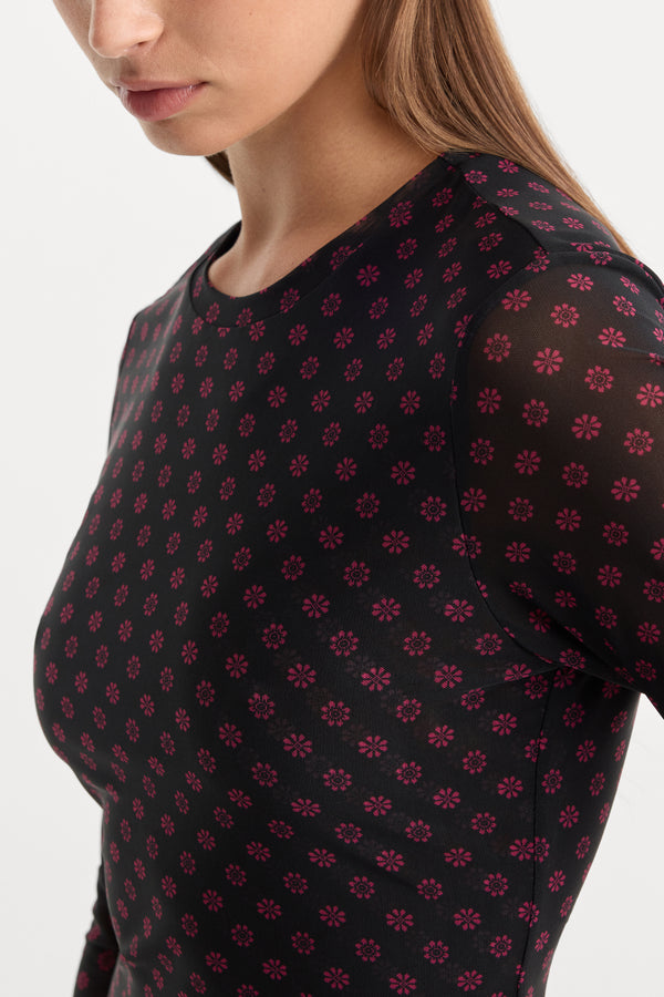 THE MESH CREWNECK DRESS | BLACK ASPEN FAIRISLE
