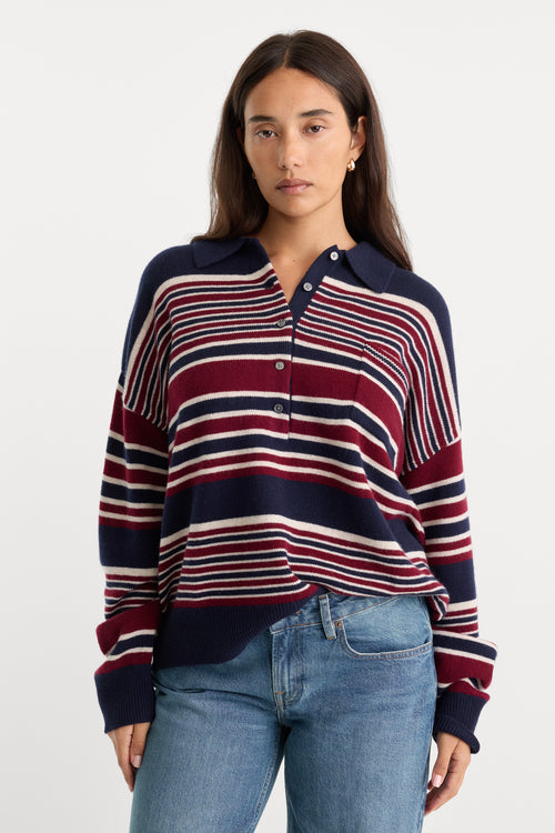 THE OVERSIZED RUGBY SWEATER | MULTI STRIPE