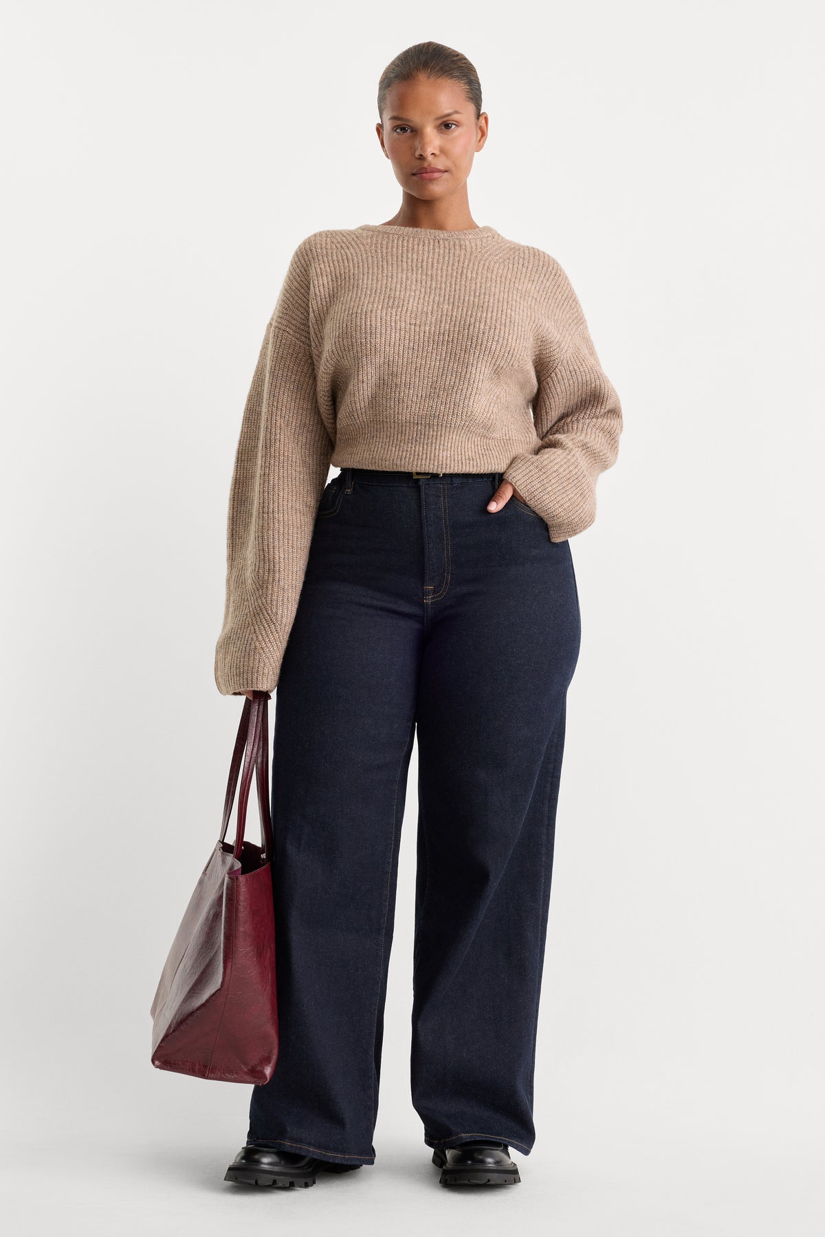 ALWAYS FITS SLIM PALAZZO JEANS | DENETHIC BLUE-7 | GOOD AMERICAN | MODEL_C