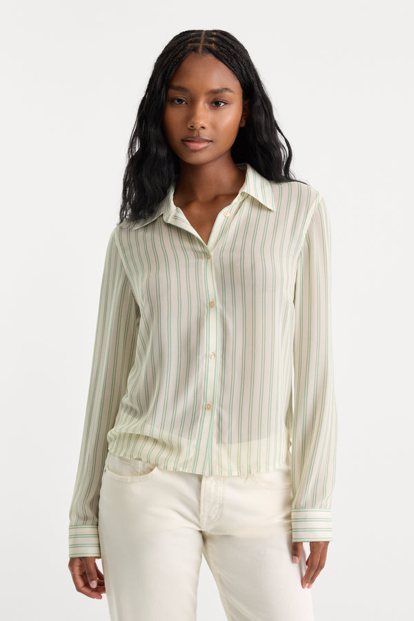 THE SLIM SHIRT | CREAM GREEN STRIPE